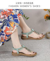 Sandalias de nuevo estilo con diamantes de imitación, cómodas, de punta redonda, para vacaciones en la playa, zapatos planos de talla grande - details 18