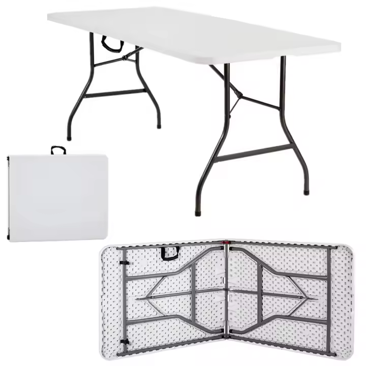 Mesa plegable portátil de 6 pies con asa, plegable en medio, para comedor, resistente, para interior y exterior, Picnic, fiesta de barbacoa - 1