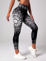 Leggings de Cintura Alta con Patrón de Loto Ideal para Yoga, Correr, Bailar Ropa Deportiva Elegante - details 4