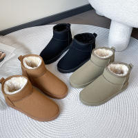 Botas de nieve de ante de vaca para mujer, botines cálidos con felpa gruesa, para clima frío, novedad de invierno, 2023 - details 26