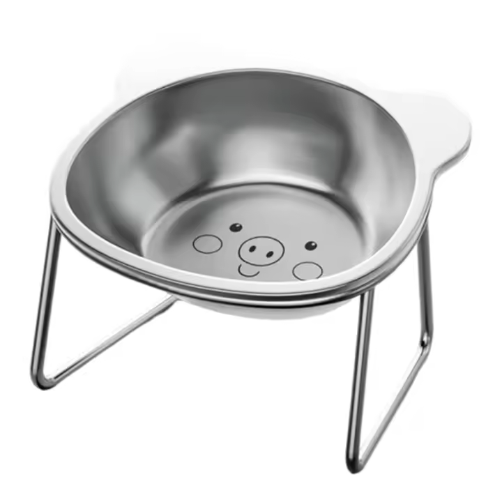 Cuenco de acero inoxidable inclinado de 15 grados para gatos, cuenco de agua elevado antivuelco desmontable, protección del cuello antivuelco - 1