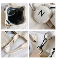 Bolso bandolera de mujer en lona estilo fashion con cierre crema - details 4