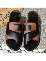 2025 nuevo gran tamaño color bloqueo conjunto dedo del pie plano zapatillas mujeres color bloqueo exterior desgaste ligero playa sandalias zapatillas - details 0