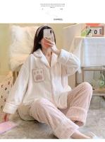Pyjama de Terciopelo de Coral para Mujer Cálido, Suave, Manga Larga, Cardigan de Viento de Princesa, Ropa de Casa para Otoño-Invierno - details 6