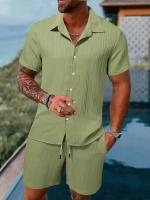 Traje informal a rayas para hombre, conjunto de dos piezas de alta calidad, talla estadounidense, Color sólido, moda de verano - details 7