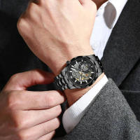 Correa de acero fino reloj de hombre reloj de pulsera calado negocio reloj de cuarzo minimalista resistente al agua - details 3