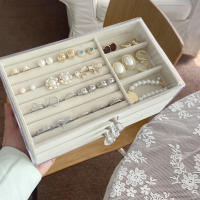 Organizador De Joyas Transparente Caja De Almacenamiento Con Cajones Multicapa Estilo De Mostrador a Prueba De Polvo Con Almacenamiento Para Anillos Collares Y Pendientes Material De Plástico Y Velours - details 5