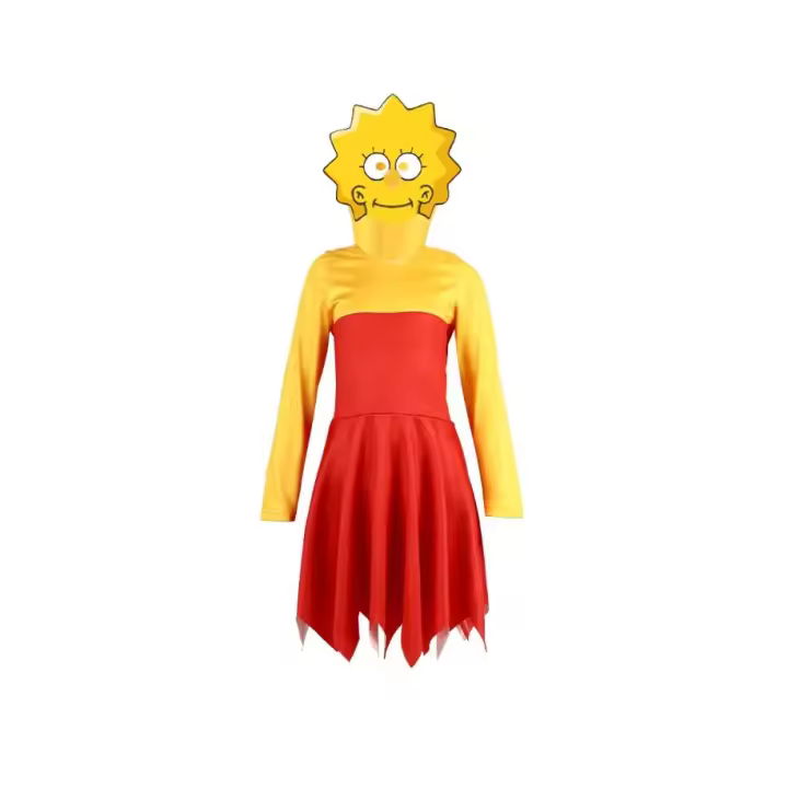 Disfraz de Halloween de Los Simpson, traje de Cosplay de Lisa, mascarada de fiesta de cumpleaños - 1