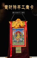 Dios amarillo de la riqueza Thangka, sala de estar, entrada, bordado de Nepal, pintado a mano, estilo Xizang, imagen de pared de la secta tántrica - details 0