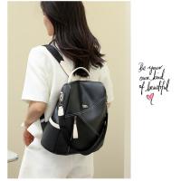 Mochila de Espalda de Cuero Suave con Cremallera Diseño de Parche Liner de Correa Arcuata - details 9