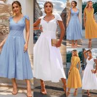 Temperamento elegante falda con tirantes y cuello en V para mujer vestido de verano nuevo en forma de A 2025 - details 2