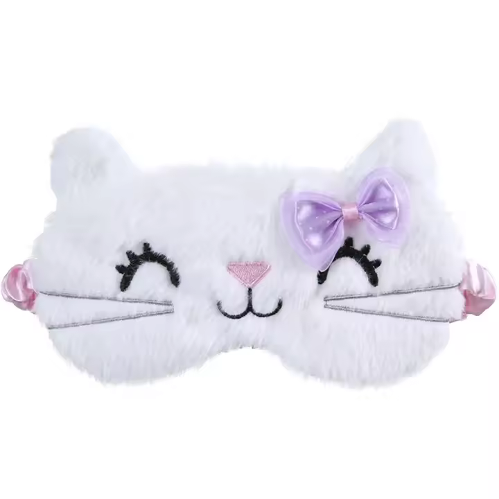 Lindo gato suave dormir cubierta de ojos máscara Animal tela de felpa venda para los ojos relajarse niñas señora para viajar en casa cuidado de los ojos - 1