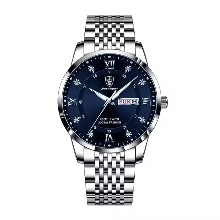 Reloj Deportivo de Acero Inoxidable POEDAGAR Resistente al Agua, Luminoso, Fecha y Semana en Su Buzón, Regalo Perfecto para Hombres, Papá, Amor - 1