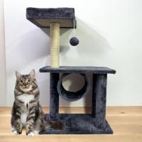 COTTECOTA-Árbol para gatos gris 30x50x83cm, plataformas, postes rascadores, zonas de descanso. Ideal para estimular el ejercicio, jugar, descansar - details 3