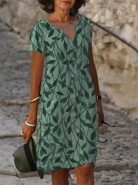 Vestido talla grande para mujer, novedad verano 2025, vestido con estampado y cuello en V, vestidos tipo Jersey sueltos - 1
