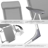 Conjunto Sillas Jardín Exterior de Aluminio, Respaldo Regulable y Reposacabezas, Conjunto Sillas Terraza Resistentes a Intemperie, Transpirable, Patas Reforzadas - 4 Sillas Gris - details 31