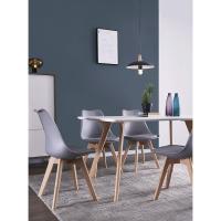 Silla Comedor escandinava, Silla Oficina Retro, Asiento Acolchado Haya Maciza (Gris, Lote 4) - details 5