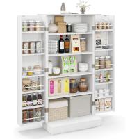 Armario de Cocina de Madera 2 Puertas, 60 x 40 x 120 cm, 17 Estantes, Kit Antivuelco Incluido - details 0