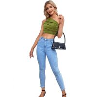 BUNO-2025 Primavera/Verano nueva moda superventas personalidad chica picante Slim Fit cuello asimétrico fuera del hombro camiseta para mujer - details 31