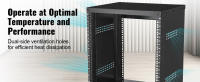 SucceBuy Soporte para rack AV 12U, capacidad de 500 libras, estante para estudio de grabación estéreo en red con ruedas bloqueables con orificios redondos y cuadrados - details 1