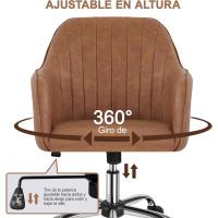 Silla de Oficina Ergonómica Reclinable Rotativa de 360°, Ajustable en Altura, Cojín Acolchado, Carga Máxima 136 KG, Marrón - details 3