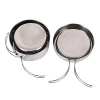 Juego de utensilios de cocina portátil para acampada, vajilla antiadherente con tapa de olla, plato de acero inoxidable, fácil d - details 5