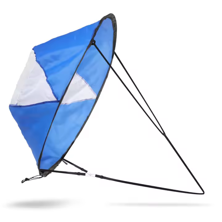 Canoa plegable transparente para ventana, vela y bolsa de almacenamiento, azul y blanco, 108 cm - 1