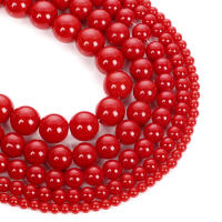 Cuentas de Piedra de Coral Rojo Abalorios Sueltos Redondos para Hacer Joyería DIY - details 3