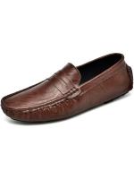 Mocasines para hombre con punta redonda de cuero, mocasines tipo penny, zapatos náuticos, cómodos, antideslizantes, flexibles, para fiestas. - details 12