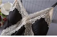 Daeyard - Lencería sexy de satén para mujer, ropa de dormir de seda con cuello en V, Babydoll Ence, vestido de noche - details 17