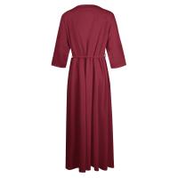 Vestido de Verano para Mujer 2024 Moda Casual con Cuello de Corbata Mangas 3/4 Botón de Cierre - details 29