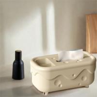 Caja de pañuelos de queso Kawaii creativa, soporte de plástico elegante para pañuelos, caja de almacenamiento de papel con acabado brillante para oficina - details 3