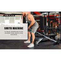 RitFit Smith Power Rack con sistema LAT-Pull Down, Landmine, barra de pesas, clavijas de almacenamiento de placas y más accesorios de entrenamiento (Smith - details 0