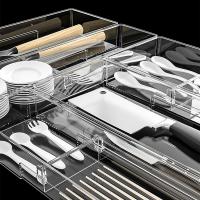 Cajón retráctil transparente, caja de almacenamiento, partición móvil, almacenamiento de papelería, organizador de cajones de cocina, compartimento de plástico - details 4