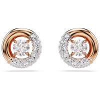 Swaroski-pendientes redondos de circonia cúbica chapados en oro rosa, aretes de cristal CZ transparente de plata, regalo de joyería para mujer ﻿ - details 0