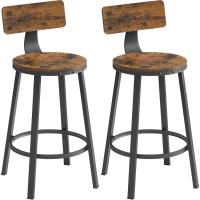 Taburetes de Bar Altos con Resalón Juego de 2, Acero, Montaje Fácil, Industrial, Marrón Rústico y Negro LBC026B01V1 - details 17