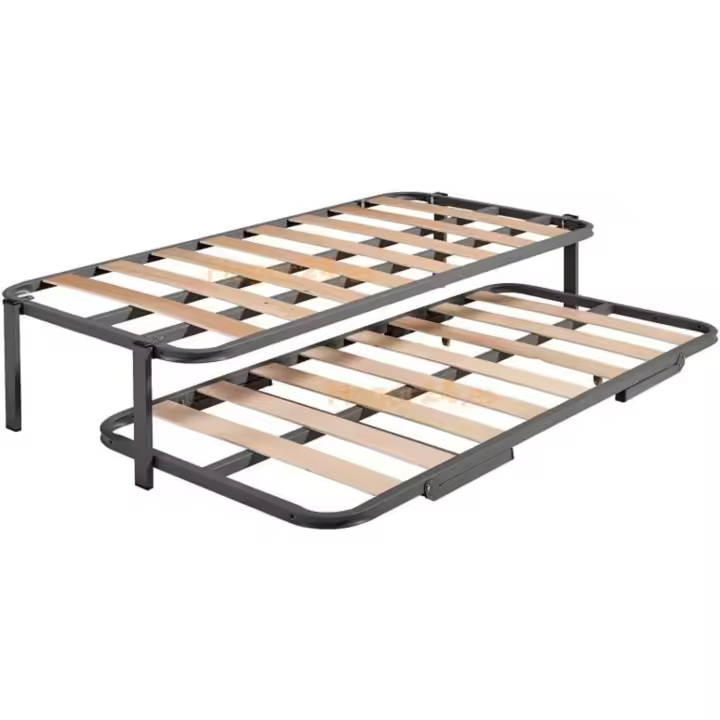 24 Cama Nido con 2 somieres Estructura Reforzada Doble Barra Superior + Patas, Acero, 105x200 cm - 1
