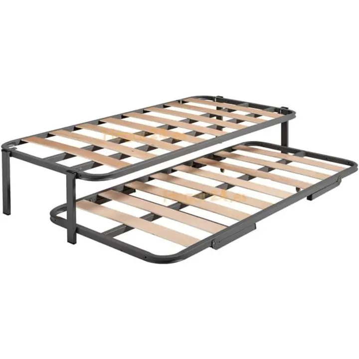 24 Cama Nido con 2 somieres Estructura Reforzada Doble Barra Superior + Patas, Acero, 105x200 cm - 1