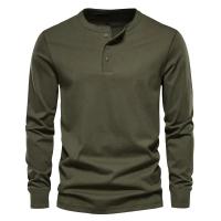 Día del padre Ropa transfronteriza de primavera y otoño Camiseta para hombres europeos y americanos Camisa básica Henry de manga larga para hombres - details 23