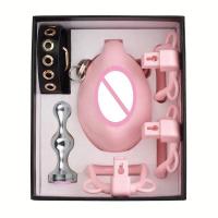 Empaque privado SEXY Vagina artificial usable Castidad Plug anal dorado Simulación de parte inferior femenina con 4 anillos de tamaño Jaula de abstinencia Gay 18+ - details 7