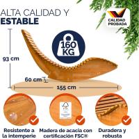 Plegable Java Jardín Exterior Madera Acacia Cert. FSC ®   Ergonómica 155x60x93cm Capacidad 160Kg - details 1