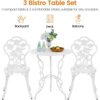 Conjunto de Mesa y Sillas Exterior Vintage Juegos de Muebles de Jardín de Aluminio Una Mesa con Dos Sillas para Balcón Bronce - details 14