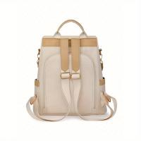 Mochila Portátil Mujer - Estampado Floral Beige, Antirrobo, Gran Capacidad, Impermeable, Bolsillos Prácticos - details 5