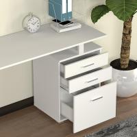 Escritorio Moderno de Madera y Acero 3 Cajones, Porta Ordenador, Diseño de Mesa de Trabajo, 120 x 50 x 75 cm, Decoración para Casa y Oficina - details 32