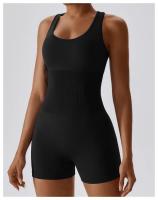 Traje de Yoga con espalda integrada de alta elasticidad para mujer, mono ajustado de compresión Abdominal, traje de Yoga sin costuras - details 8