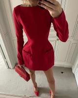 Elegante Vestido Mini de Doble Arco Manga Larga Cintura Alta Para Mujeres Moda de Otoño-Invierno - details 12
