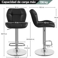 2 Taburetes de Bar Taburete de Altura Ajustable 89-111 cm Taburete Industrial de Metal Silla de Cocina Taburete Alto para - details 5