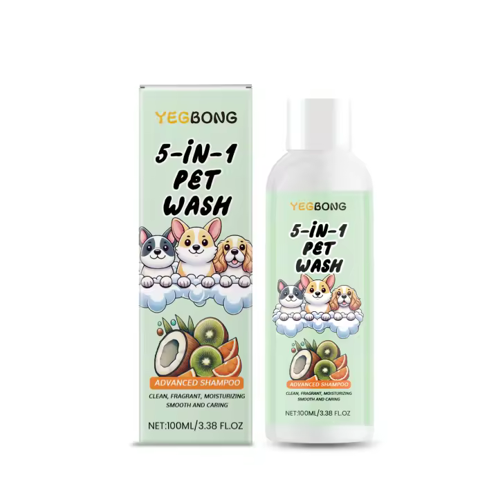 Yegbong Champú para lavado de mascotas, esencia vegetal de cuidado cinco en uno, nutritivo, antienredos, fácil de cepillar para perros y gatos - 1