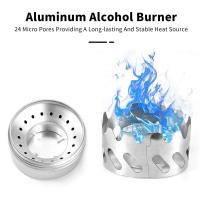 Mini estufa de mochila de 40ml, quemador de alcohol de aluminio con parabrisas pequeño de acero inoxidable, estufa portátil para acampar al aire libre - details 8