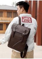 Mochila de cuero para hombre y mujer, morral de estilo universitario, resistente al agua, sencillo y Popular, estilo Retro coreano - details 15